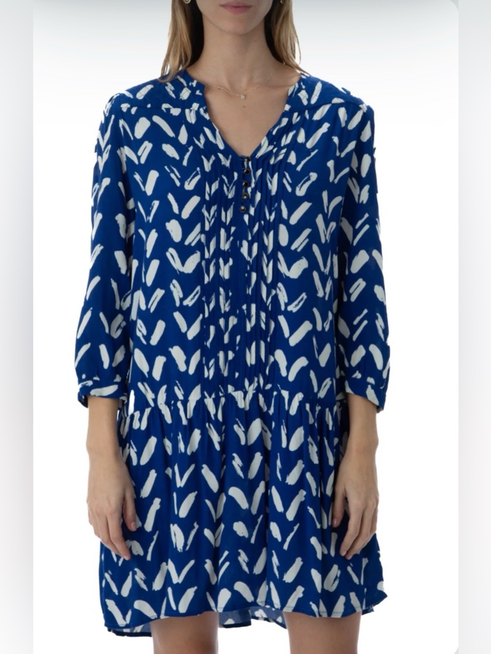 Anthropologie Maeve Size M Caravane Tunic Dress - Blue/White